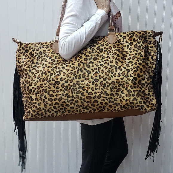 Handbags - Fringe Leopard Weekend Bag